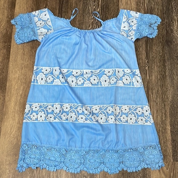 Vintage Muumuus Dress Blue Floral - Picture 9 of 17